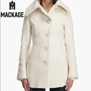 Mackage Wool Cashmere & Leather Cream Coat